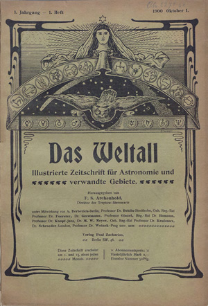 Das Weltall, Titel der ersten Ausgabe, Oktober 1900